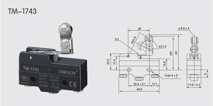 TM-1743微动行程开关尺寸图