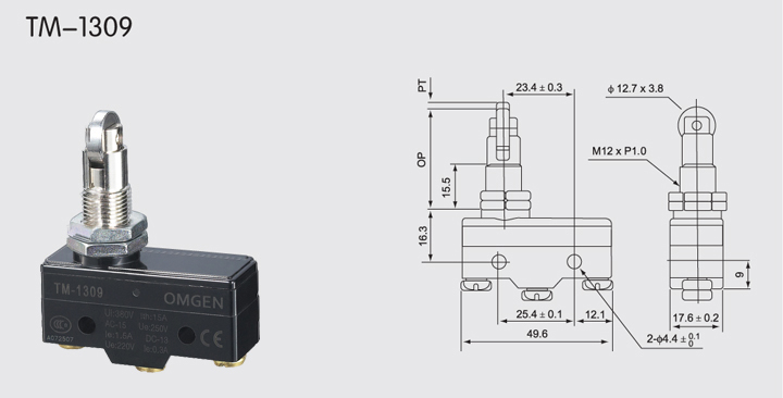 TM-1309微动开关尺寸图