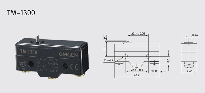 TM-1300微动开关尺寸图